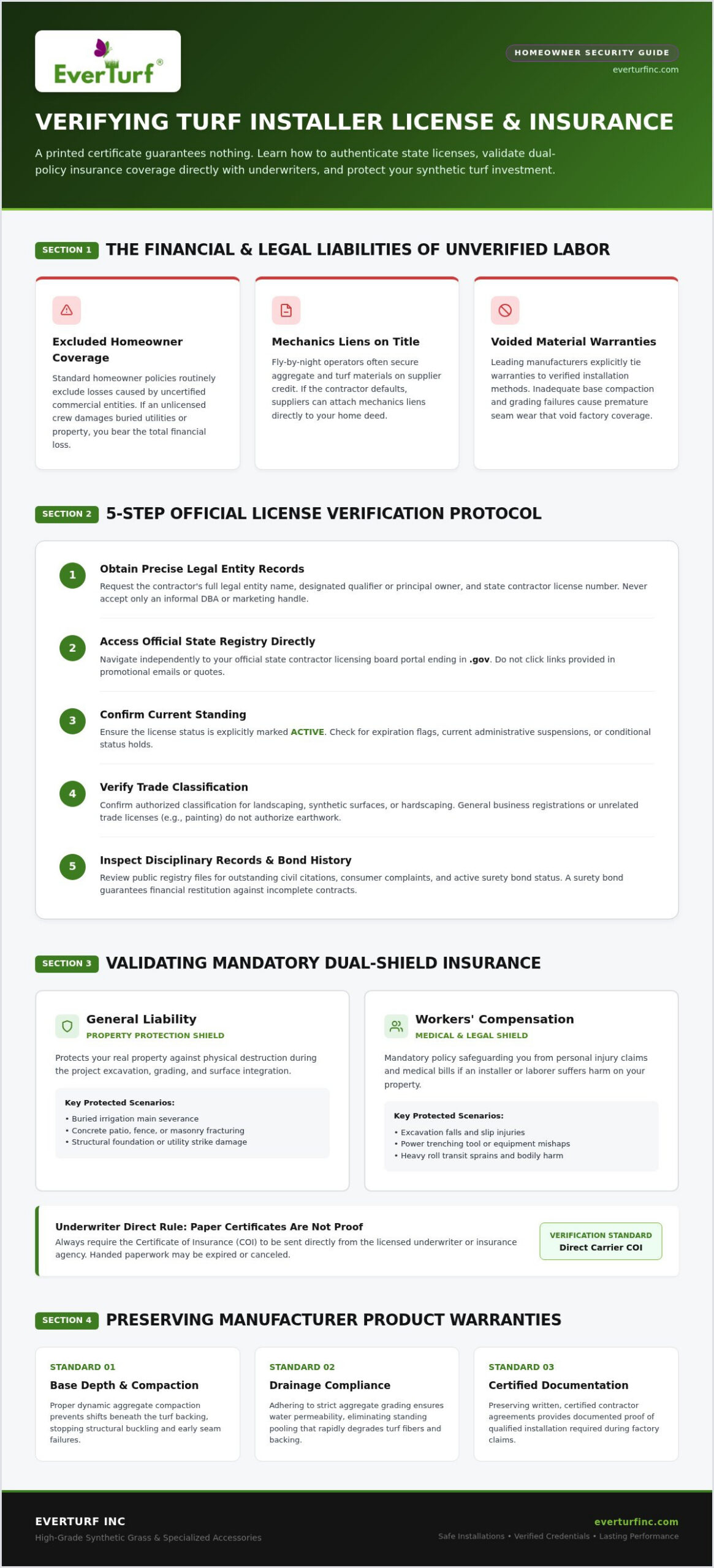 How to Verify a Turf Installer's License and Insurance: 2026 Guide